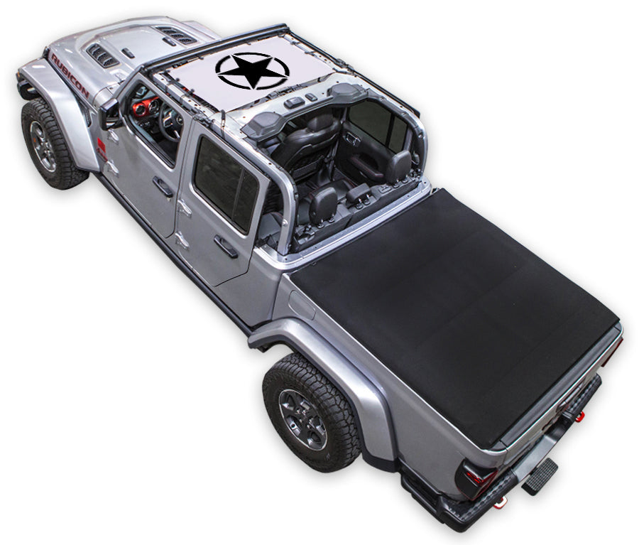 SPIDERWEBSHADE Jeep Gladiator JT Oscar Mike mesh sun shade – Solid, Half-Shade, White