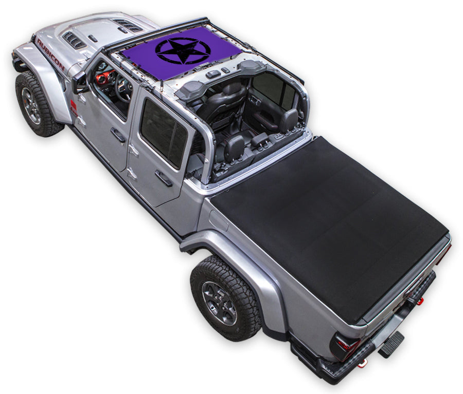SPIDERWEBSHADE Jeep Gladiator JT Oscar Mike mesh sun shade – Distressed, Half-Shade, Purple
