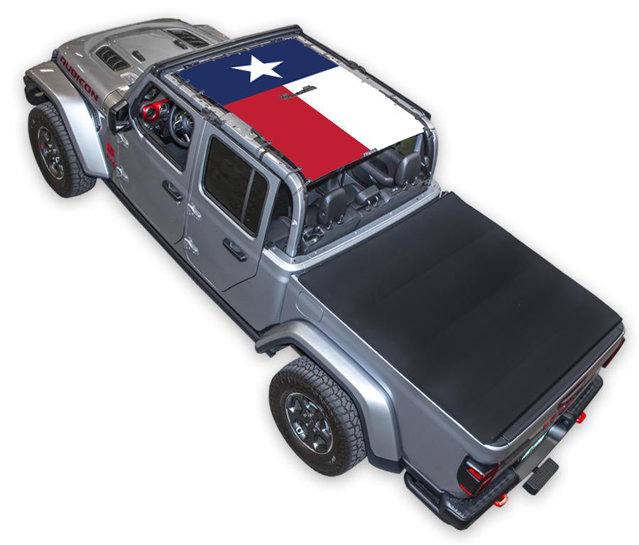 SPIDERWEBSHADE Jeep Gladiator JT Texas State Flag mesh sun shade – Full-Shade