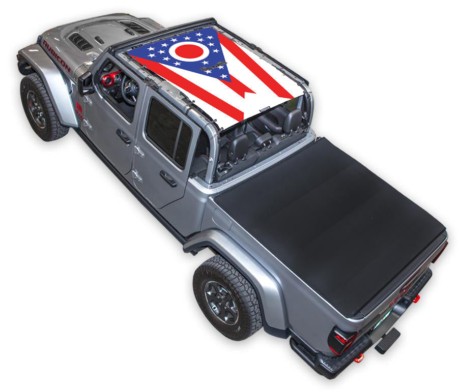 SPIDERWEBSHADE Jeep Gladiator JT Ohio State Flag mesh sun shade – Full-Shade