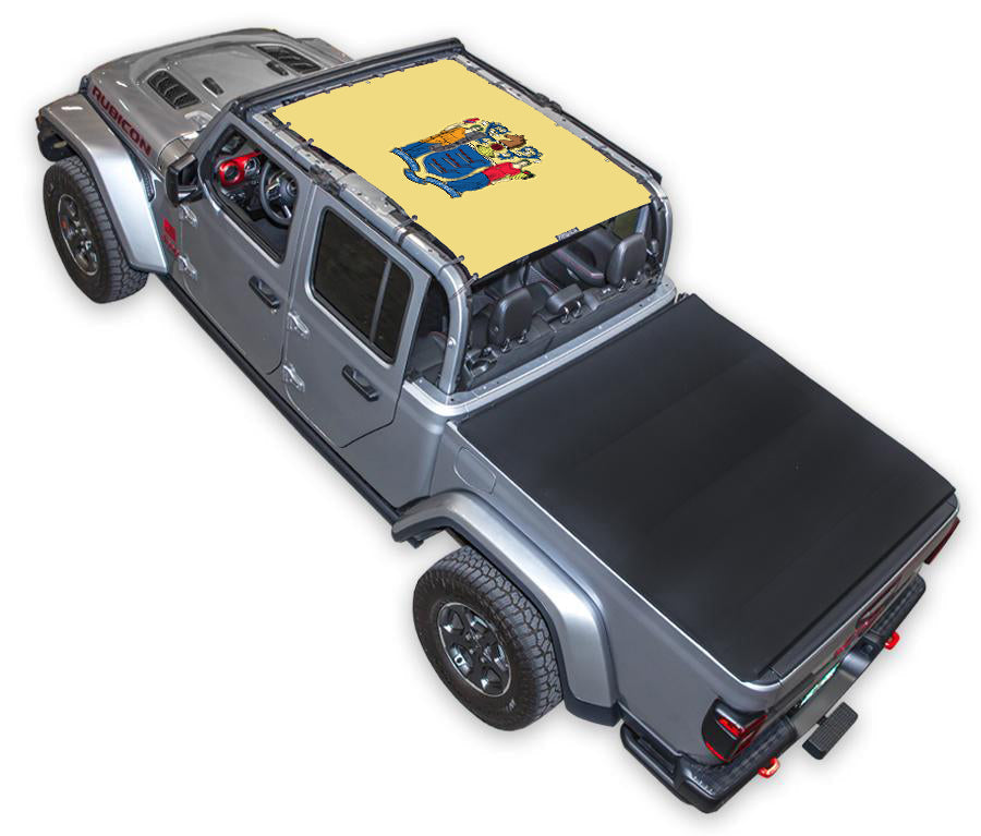 SPIDERWEBSHADE Jeep Gladiator JT New Jersey State Flag mesh sun shade – Full-Shade