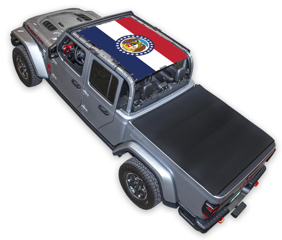 SPIDERWEBSHADE Jeep Gladiator JT Missouri State Flag mesh sun shade – Full-Shade