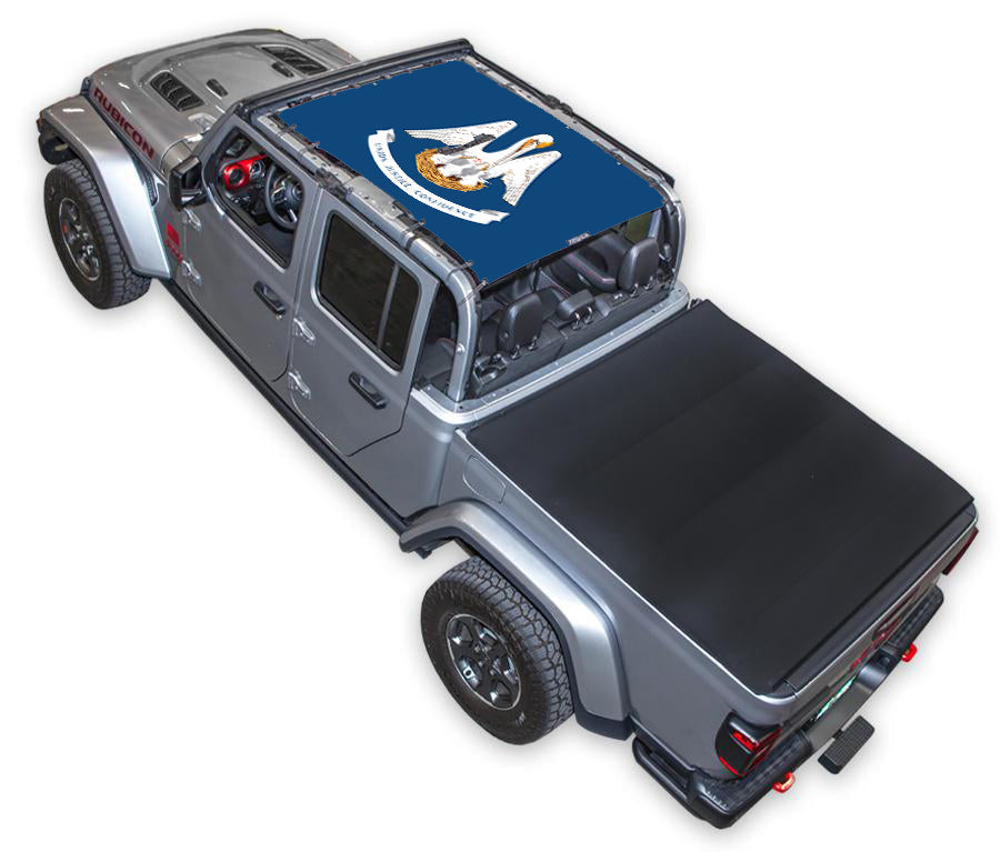 SPIDERWEBSHADE Jeep Gladiator JT Louisiana State Flag mesh sun shade – Full-Shade
