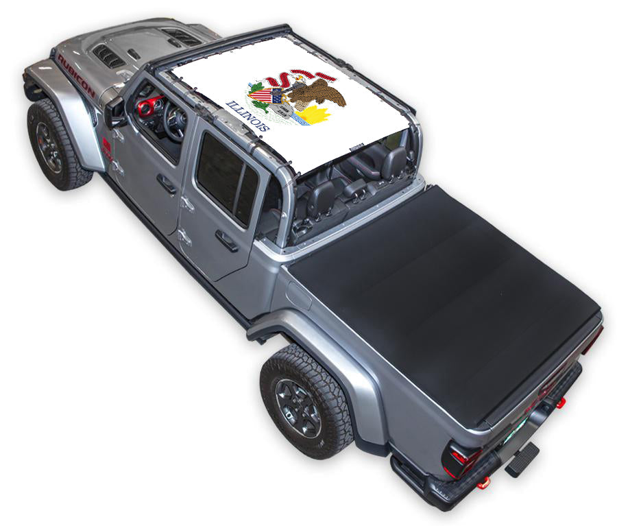 SPIDERWEBSHADE Jeep Gladiator JT Illinois State Flag mesh sun shade – Full-Shade