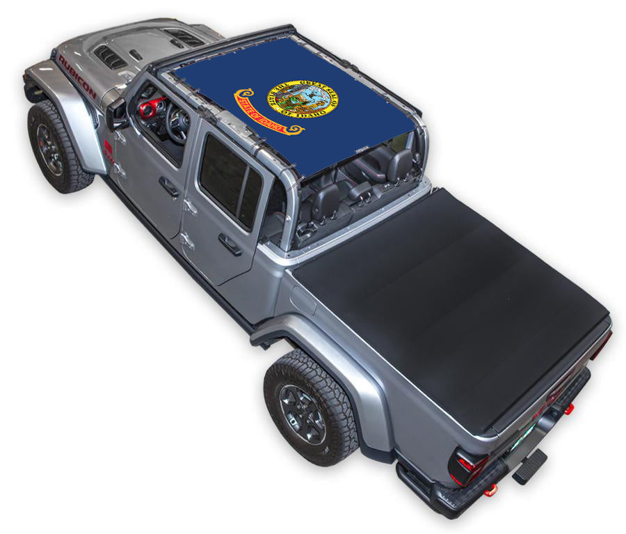 SPIDERWEBSHADE Jeep Gladiator JT Idaho State Flag mesh sun shade – Full-Shade
