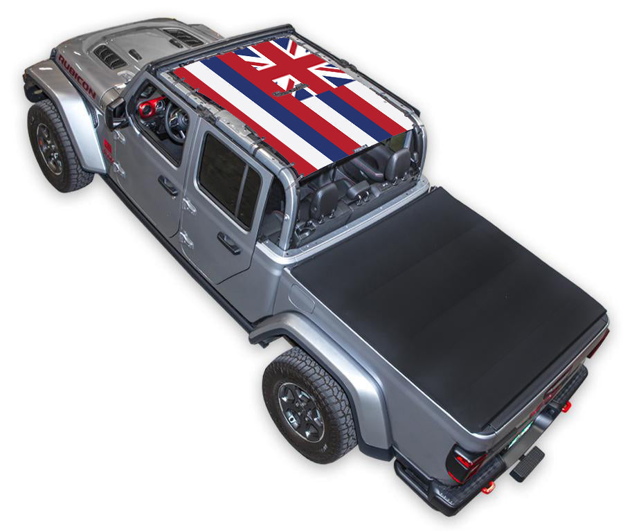 SPIDERWEBSHADE Jeep Gladiator JT Hawaii State Flag mesh sun shade – Full-Shade