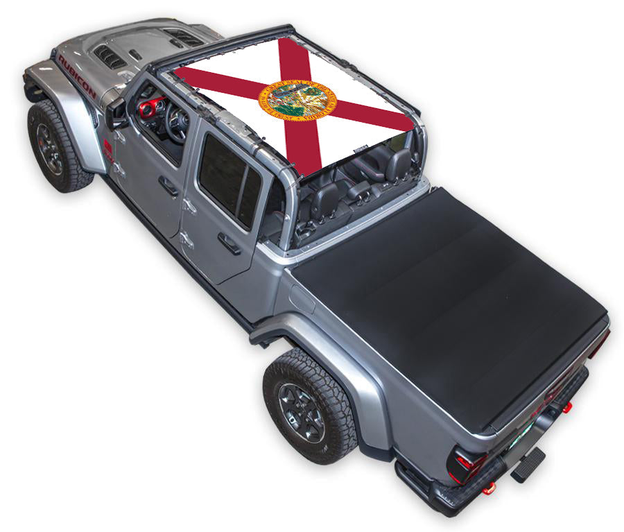 SPIDERWEBSHADE Jeep Gladiator JT Florida State Flag mesh sun shade – Full-Shade