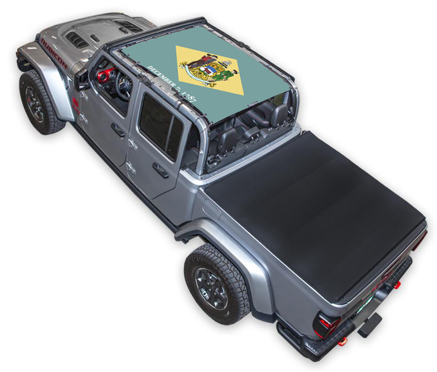 SPIDERWEBSHADE Jeep Gladiator JT Delaware State Flag mesh sun shade – Full-Shade