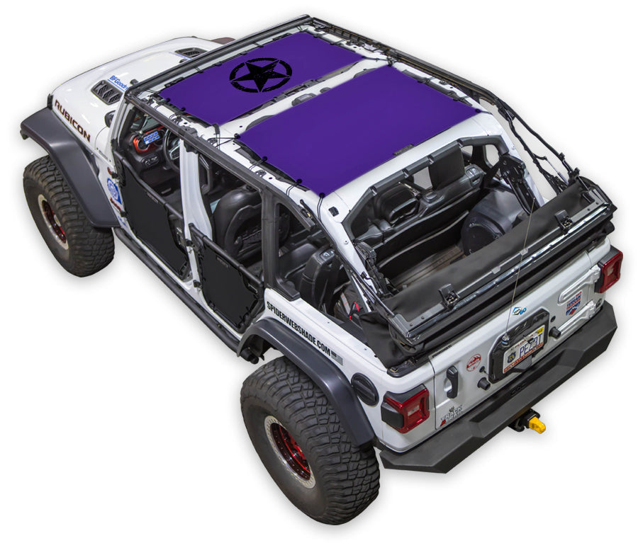 SPIDERWEBSHADE Jeep Wrangler JLU 4-Door Oscar Mike Distressed 2-Piece (Front and Rear) Purple