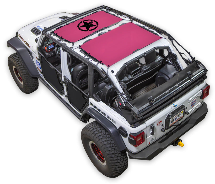 SPIDERWEBSHADE Jeep Wrangler JLU 4-Door Oscar Mike Distressed 2-Piece (Front and Rear) Pink