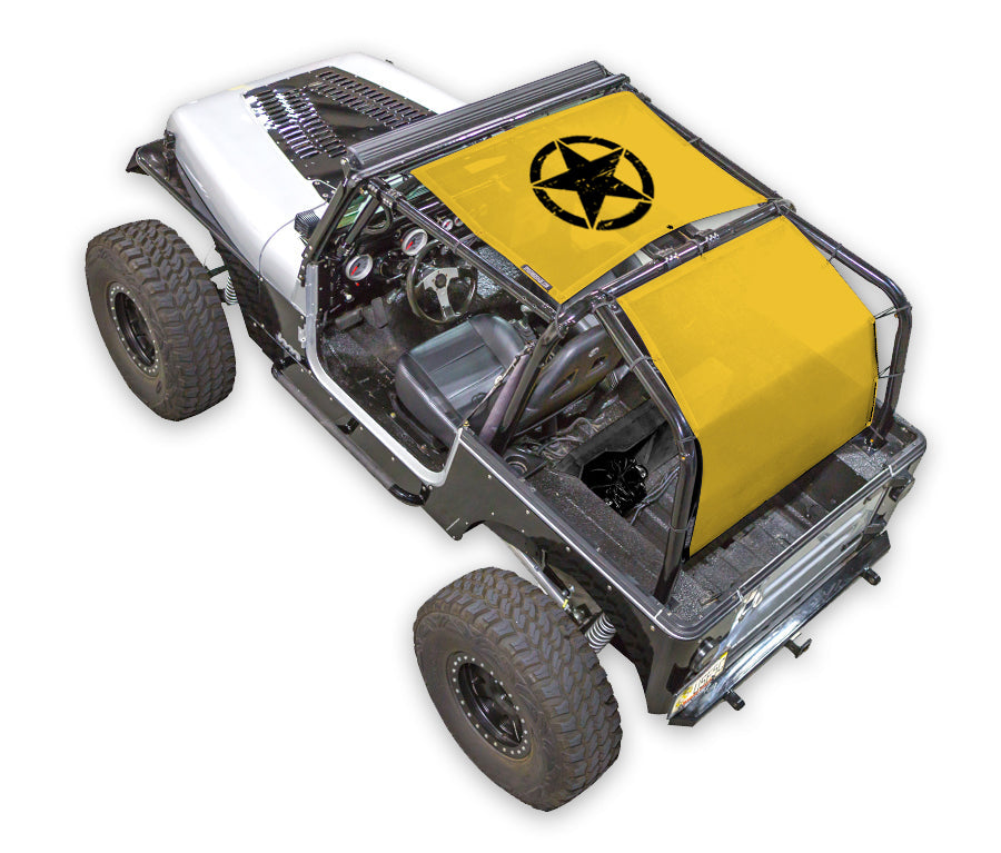 Oscar Mike Distressed_2-Piece (Front and Rear)_Yellow