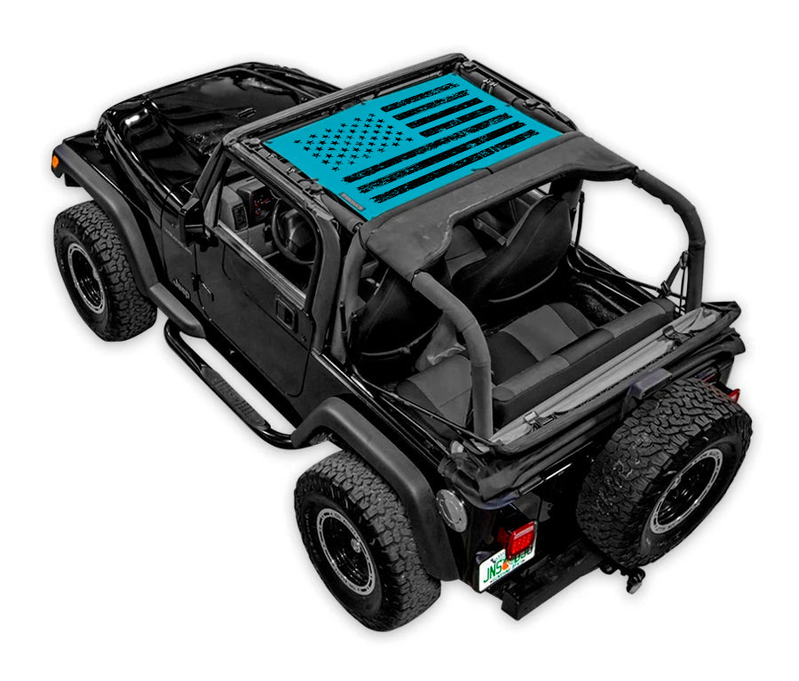 Distressed Tactical Flag_Half-Shade (Front Only)_Teal