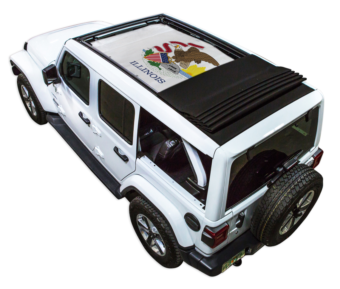 SPIDERWEBSHADE Jeep Wrangler JLU Sky One-Touch State Flag Illinois 2018–2023