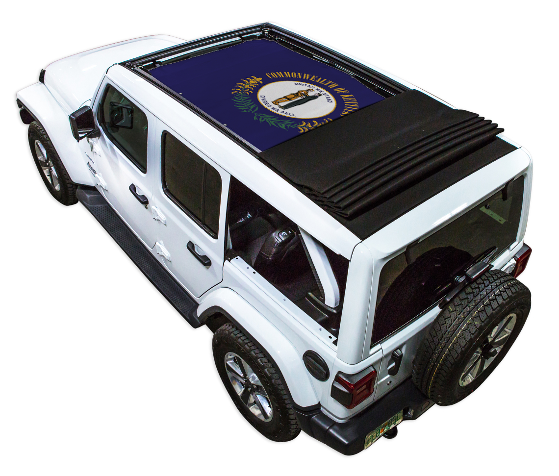 SPIDERWEBSHADE Jeep Wrangler JLU Sky One-Touch State Flag Kentucky 2024–2026