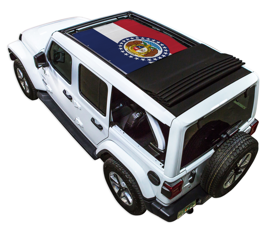 SPIDERWEBSHADE Jeep Wrangler JLU Sky One-Touch State Flag Missouri 2018–2023