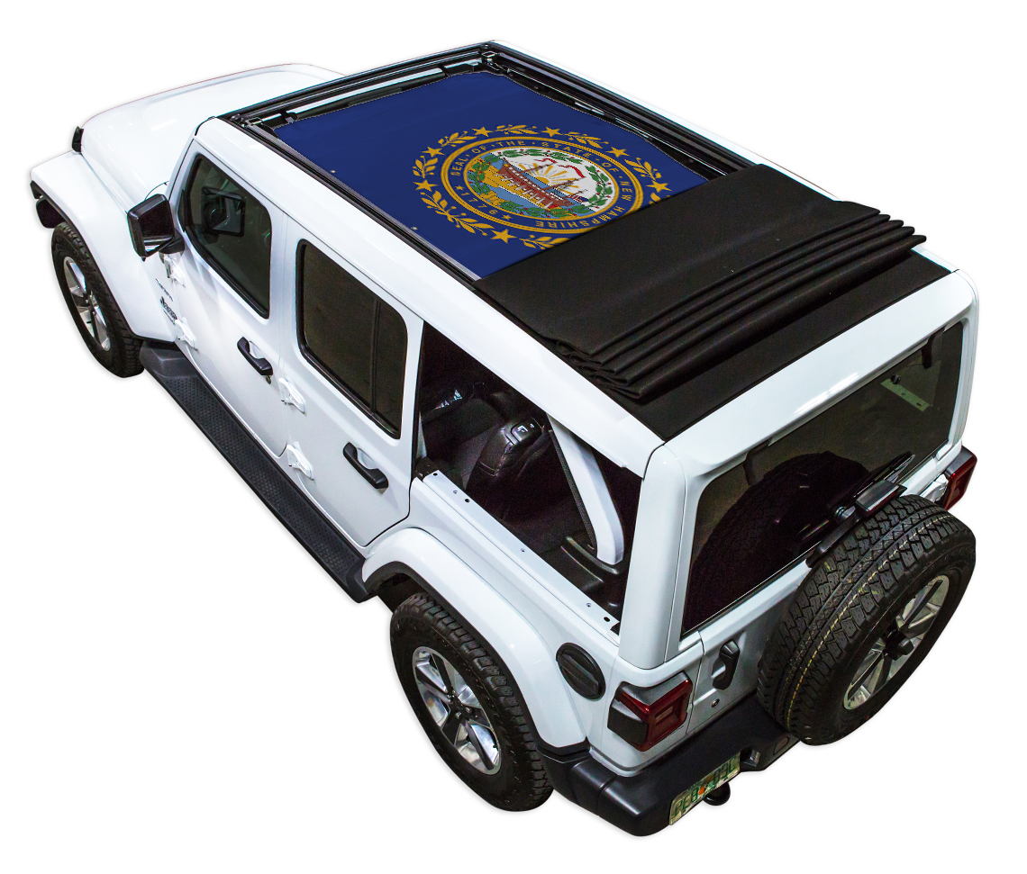 SPIDERWEBSHADE Jeep Wrangler JLU Sky One-Touch State Flag New Hampshire 2024–2026