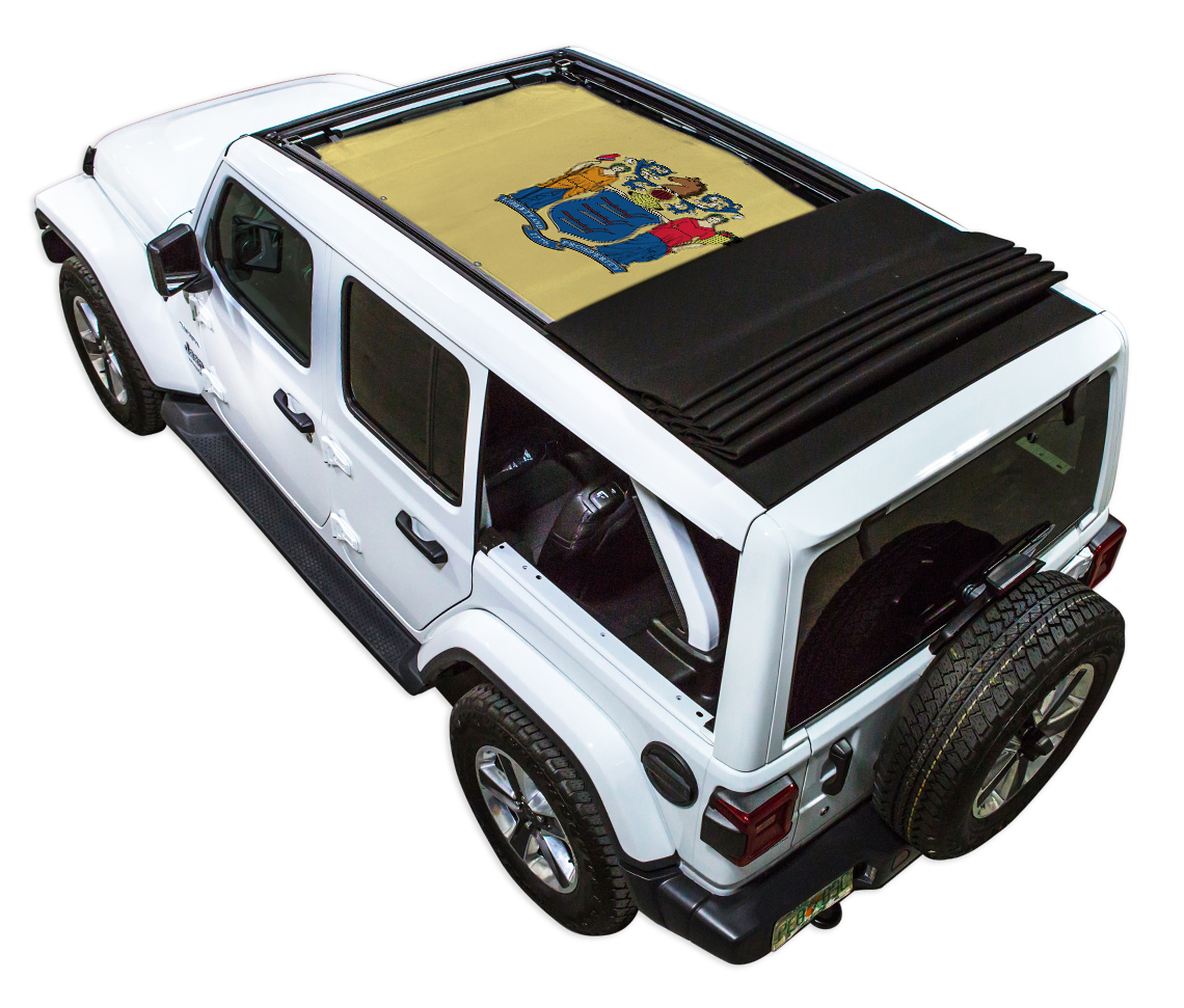 SPIDERWEBSHADE Jeep Wrangler JLU Sky One-Touch State Flag New Jersey 2018–2023