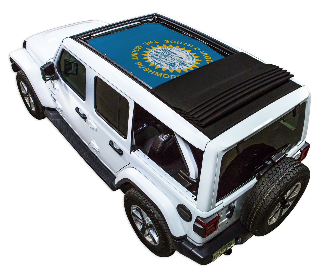 SPIDERWEBSHADE Jeep Wrangler JLU Sky One-Touch State Flag South Dakota 2024–2026