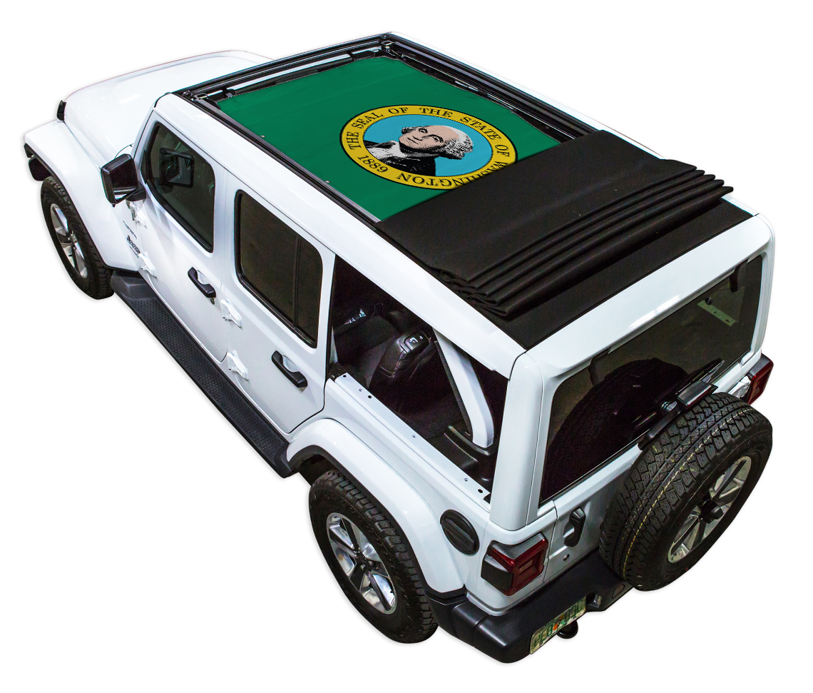 SPIDERWEBSHADE Jeep Wrangler JLU Sky One-Touch State Flag Washington 2018–2023