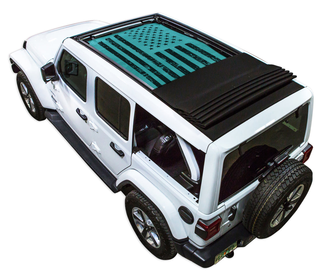 SPIDERWEBSHADE Jeep Wrangler JLU Sky One-Touch Tactical Distressed Teal 2018–2023