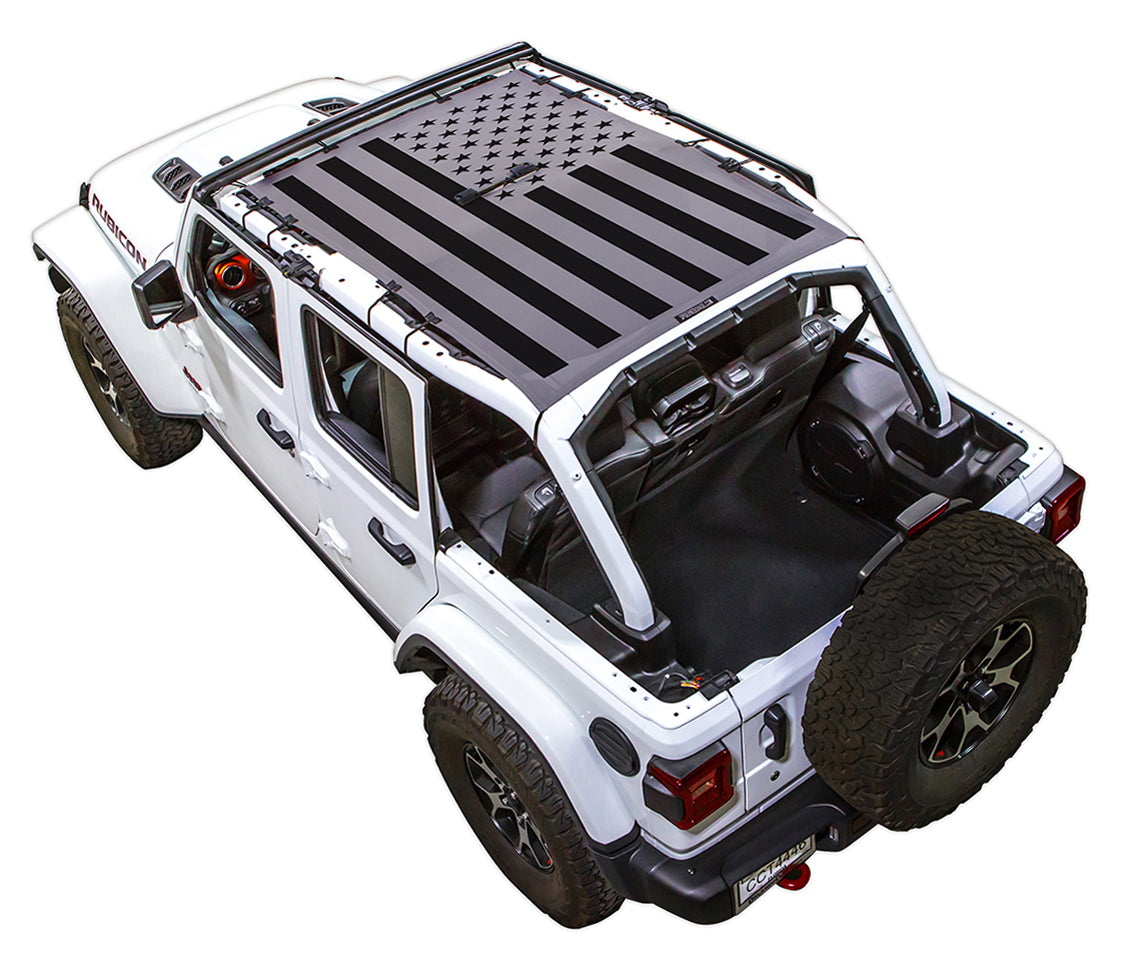 Solid Tactical Flag Full-Shade (Front-to-Rear) Grey – SPIDERWEBSHADE JLU 4-Door sun shade