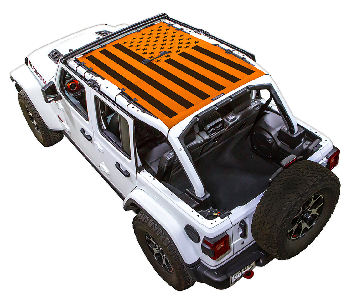 Solid Tactical Flag Full-Shade (Front-to-Rear) Orange – SPIDERWEBSHADE JLU 4-Door sun shade
