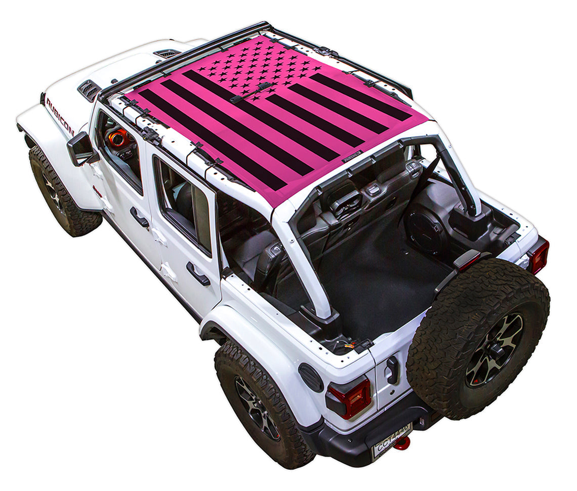Solid Tactical Flag Full-Shade (Front-to-Rear) Pink – SPIDERWEBSHADE JLU 4-Door sun shade