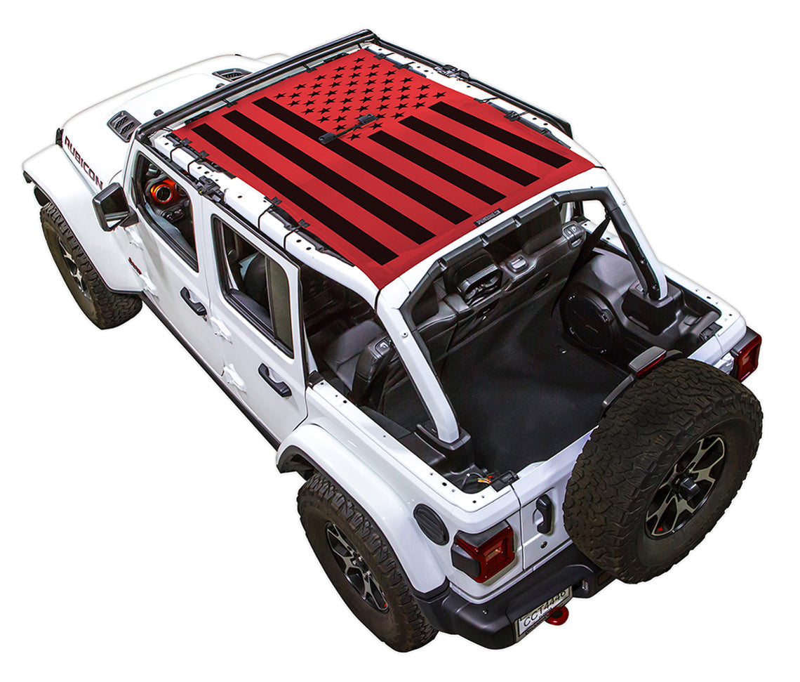 Solid Tactical Flag Full-Shade (Front-to-Rear) Red – SPIDERWEBSHADE JLU 4-Door sun shade
