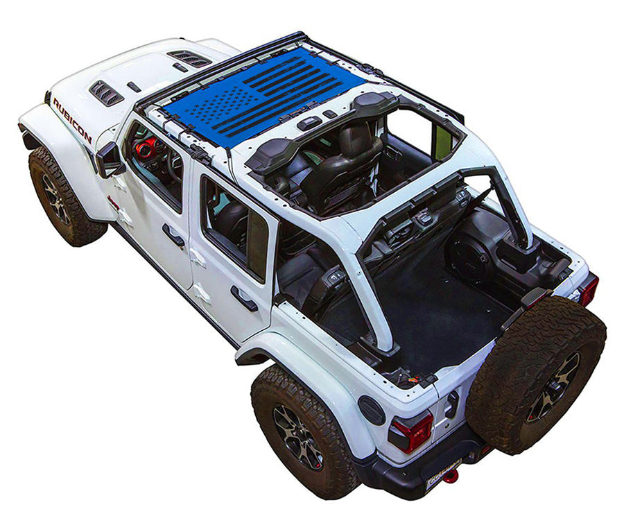 Distressed Tactical Flag Half-Shade (Front Only) Blue – SPIDERWEBSHADE JLU 4-Door sun shade
