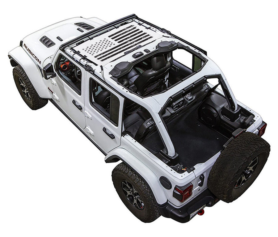 Distressed Tactical Flag Half-Shade (Front Only) White – SPIDERWEBSHADE JLU 4-Door sun shade
