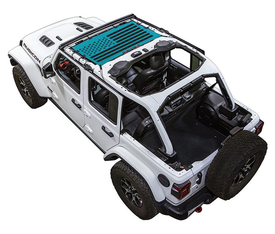 Solid Tactical Flag Half-Shade (Front Only) Teal – SPIDERWEBSHADE JLU 4-Door sun shade