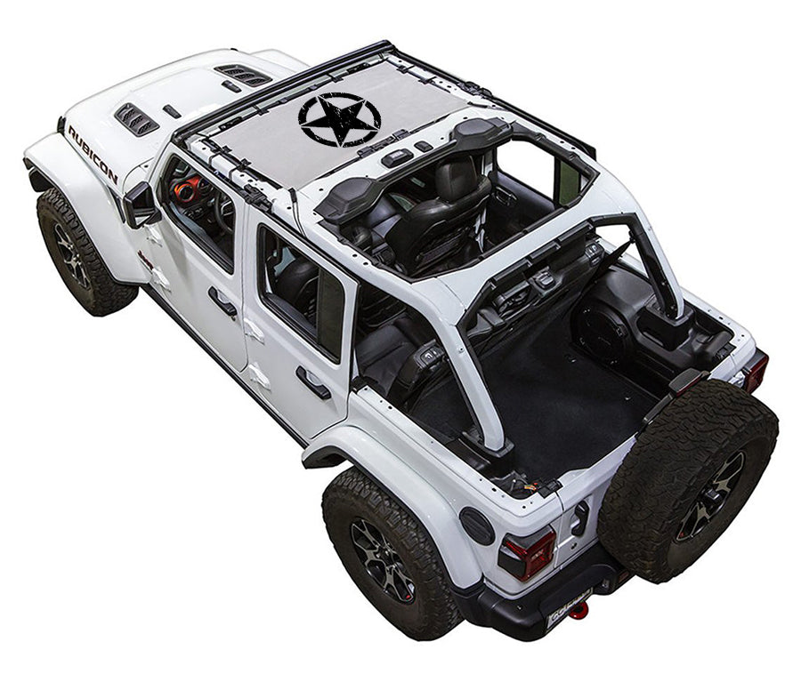 SPIDERWEBSHADE Jeep Wrangler JLU 4-Door Oscar Mike Distressed Half-Shade (Front Only) White