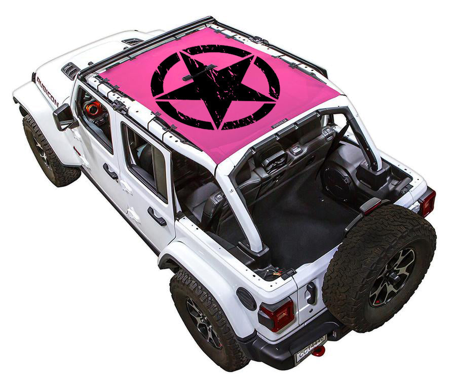 SPIDERWEBSHADE Jeep Wrangler JLU 4-Door Oscar Mike Distressed Full-Shade (Front-to-Rear) Pink