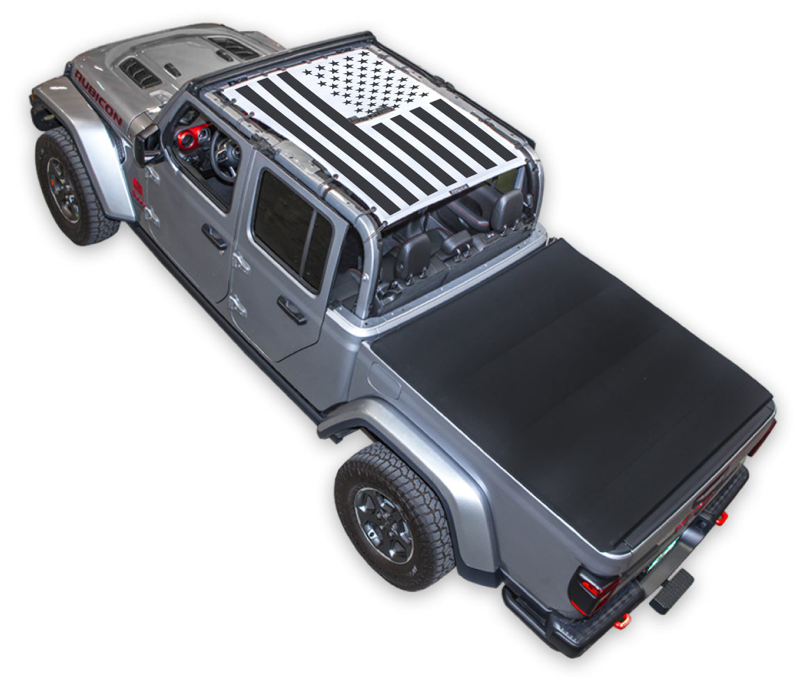 SPIDERWEBSHADE Jeep Gladiator JT Tactical Flag mesh sun shade – Solid, Full-Shade, White