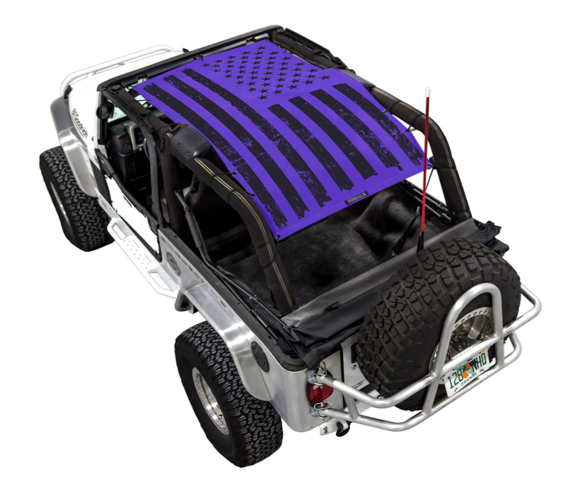 SPIDERWEBSHADE Jeep Wrangler LJ Tactical Flag Distressed Purple 2004–2006