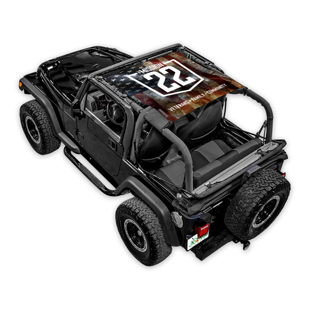 Mission 22 x SPIDERWEBSHADE Jeep Wrangler TJ/YJ Krawler 2-Door Shade Top (1987-1996)