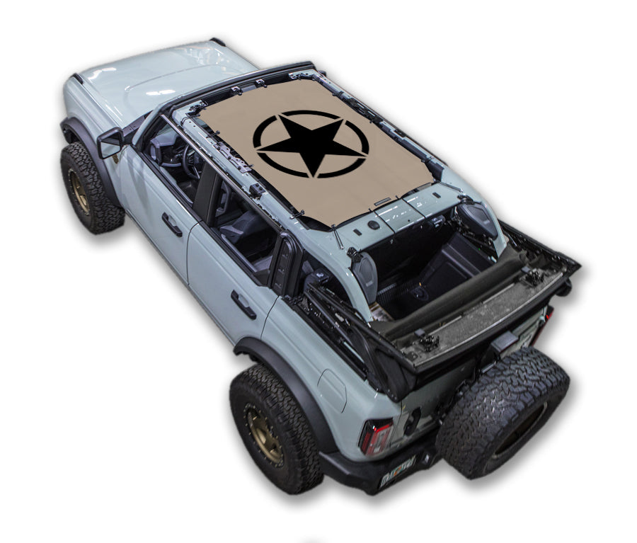 SPIDERWEBSHADE Ford Bronco Oscar Mike mesh sun shade – Solid, 4-Door, Tan