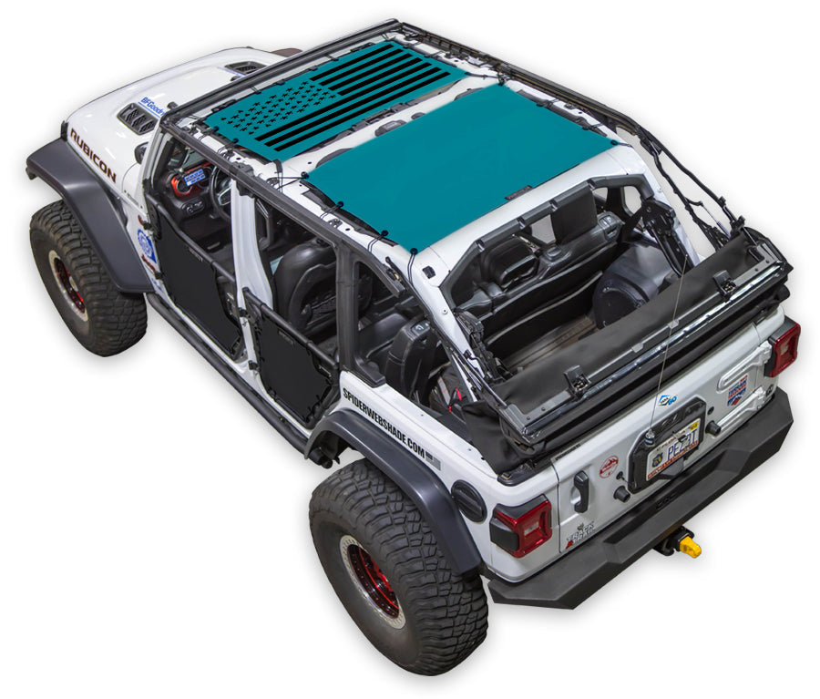 Solid Tactical Flag 2-Piece (Front and Rear) Teal – SPIDERWEBSHADE JLU 4-Door sun shade