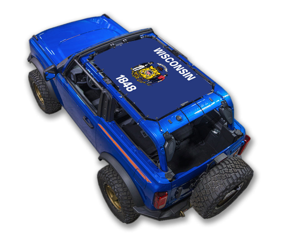 SPIDERWEBSHADE Ford Bronco Wisconsin State Flag mesh sun shade – 2-Door