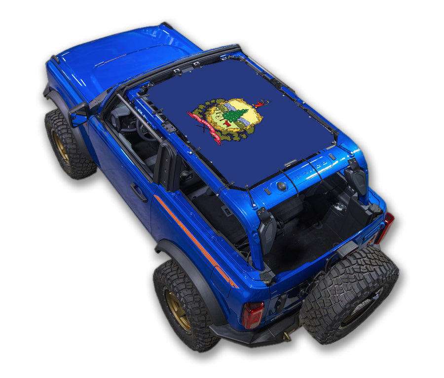 SPIDERWEBSHADE Ford Bronco Vermont State Flag mesh sun shade – 2-Door