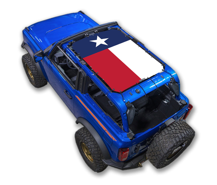 SPIDERWEBSHADE Ford Bronco Texas State Flag mesh sun shade – 2-Door