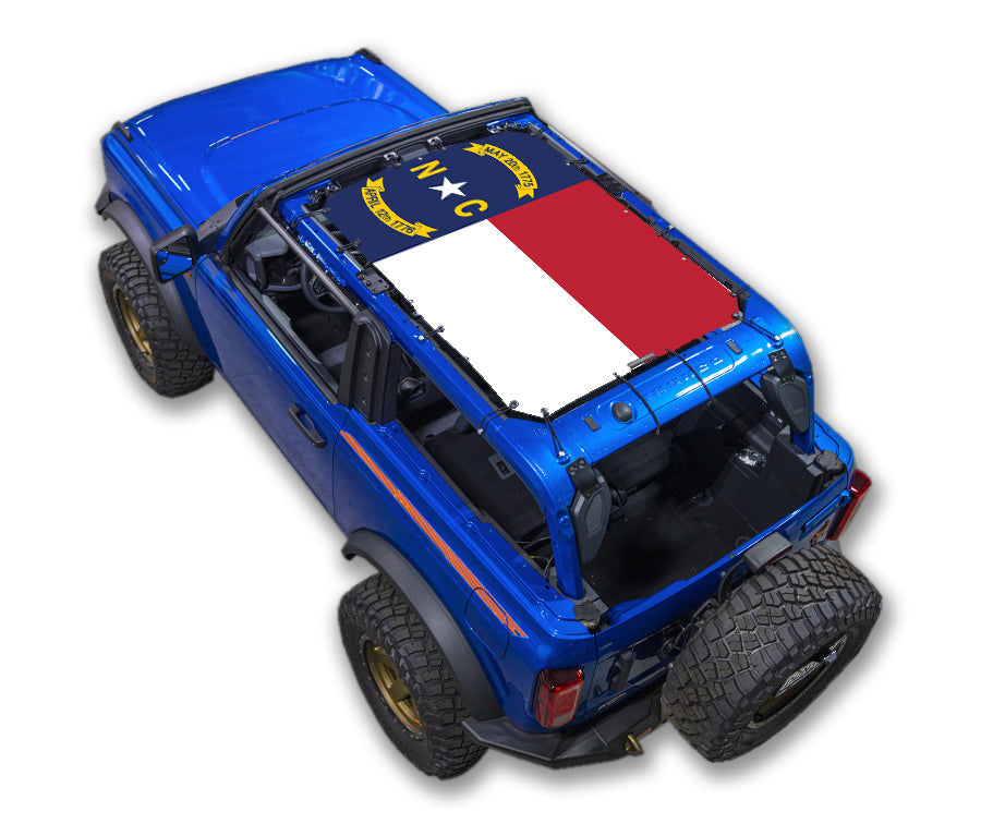 SPIDERWEBSHADE Ford Bronco North Carolina State Flag mesh sun shade – 2-Door