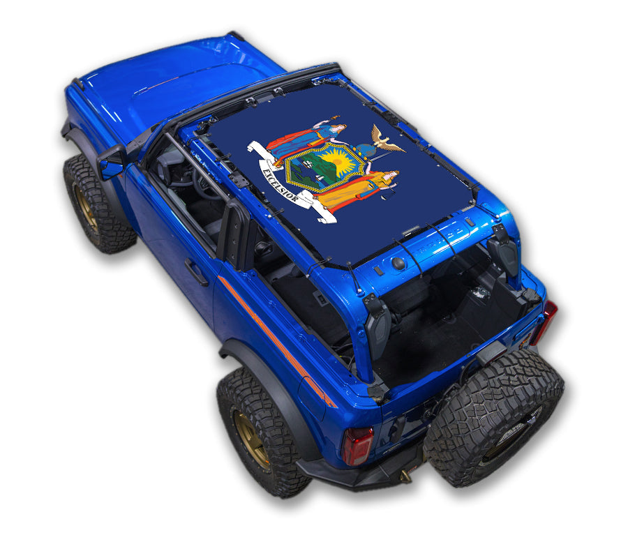 SPIDERWEBSHADE Ford Bronco New York State Flag mesh sun shade – 2-Door