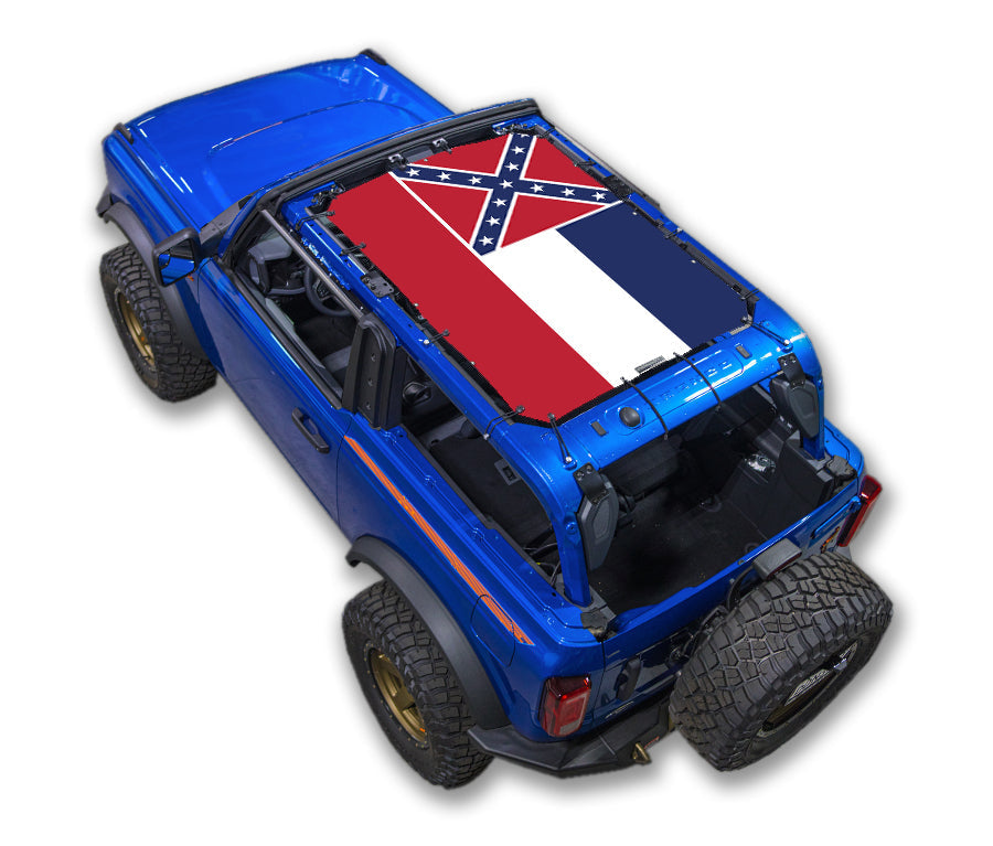 SPIDERWEBSHADE Ford Bronco Mississippi State Flag mesh sun shade – 2-Door