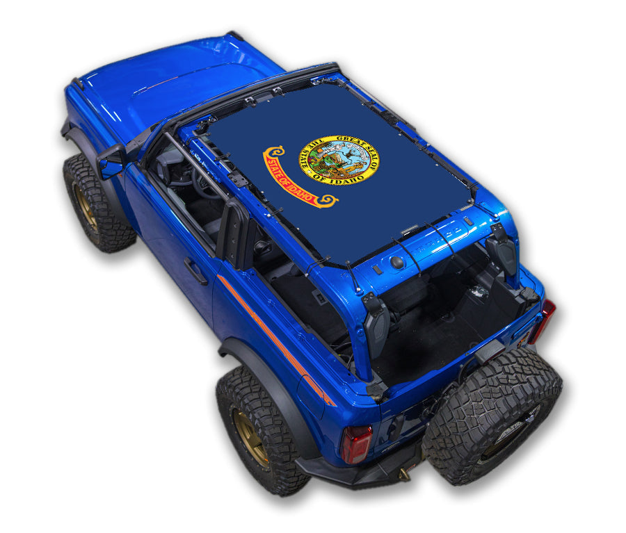 SPIDERWEBSHADE Ford Bronco Idaho State Flag mesh sun shade – 2-Door