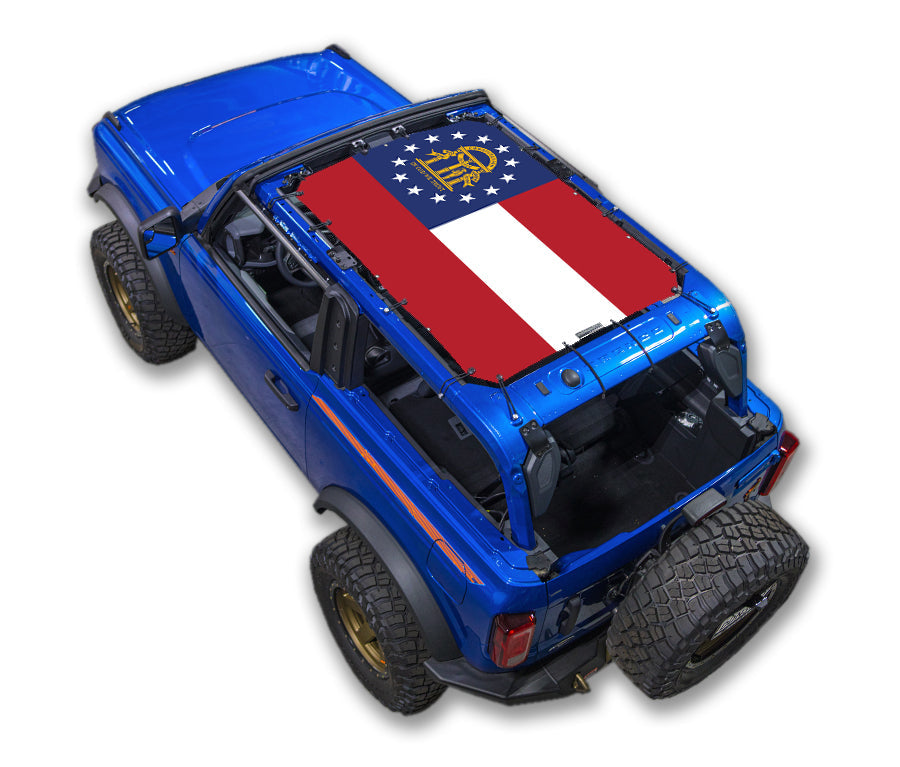 SPIDERWEBSHADE Ford Bronco Georgia State Flag mesh sun shade – 2-Door