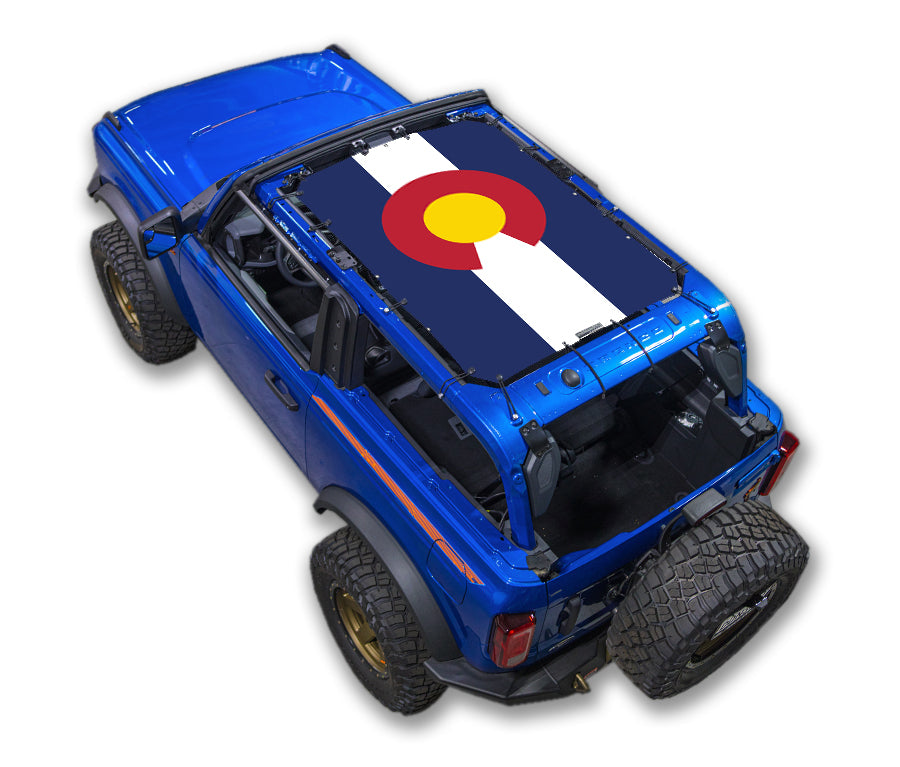 SPIDERWEBSHADE Ford Bronco Colorado State Flag mesh sun shade – 2-Door