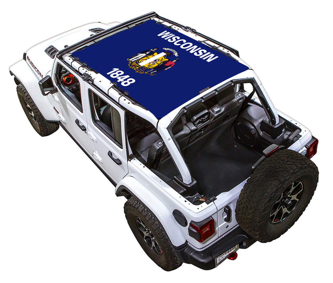 Wisconsin State Flag Full-Shade – SPIDERWEBSHADE JLU 4-Door sun shade