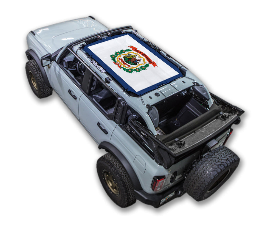 SPIDERWEBSHADE Ford Bronco West Virginia State Flag mesh sun shade – 4-Door