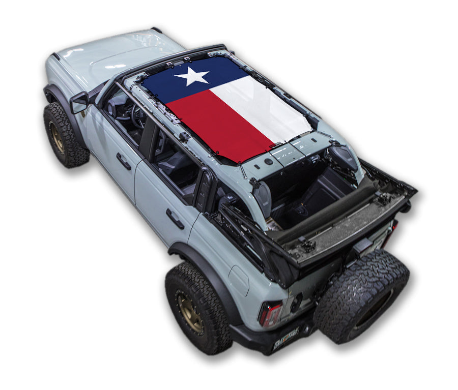 SPIDERWEBSHADE Ford Bronco Texas State Flag mesh sun shade – 4-Door